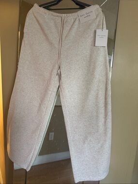 Love Theory Women Cream Drawstring Sweatpants